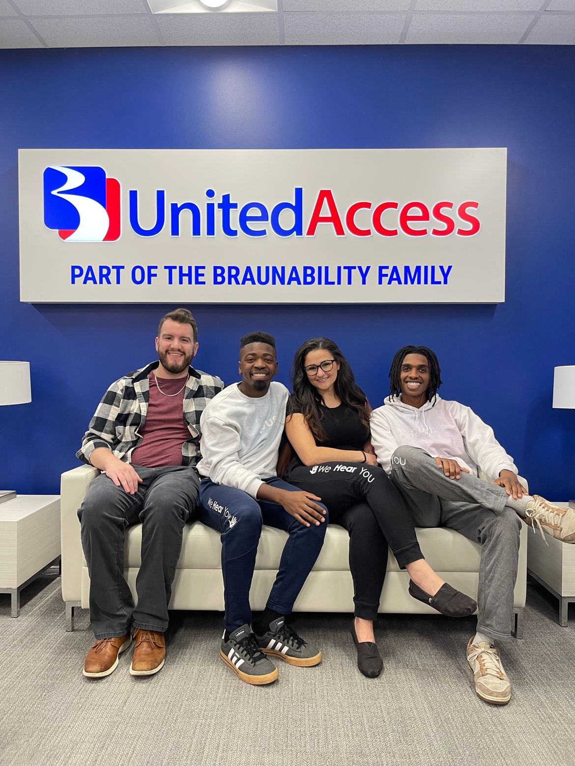 Braunability & United Access Partnership photo of Matt, Pierre, Bethanie, and Jamal